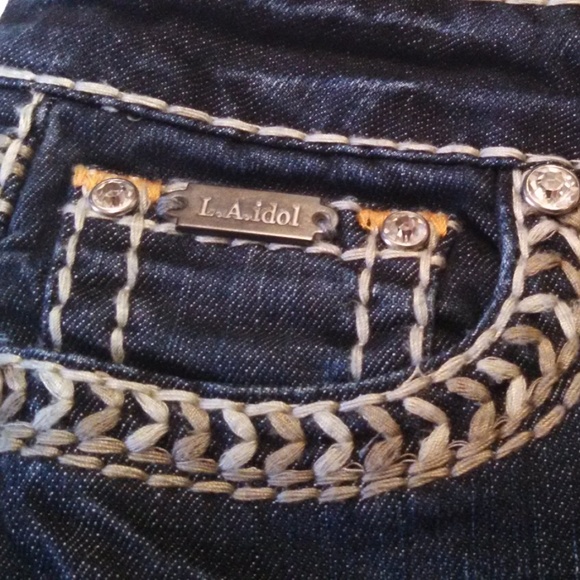 LA Idol Jeans Flap Pockets Stretch Bling Stitched - Picture 8 of 8